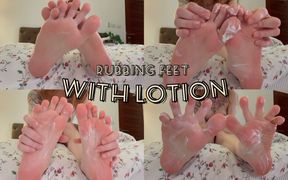 Rubbing and Massaging My Feet with White Lotion