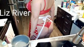 Red Apron and Heels Kitchen Clean Up