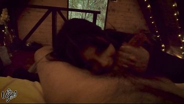 Anniversary Cabin POV: My Wife Sucked Me Off in the Dark, Swallowed My Load &amp_ Teased Her Tits | The Vegas Homemade Blowjob