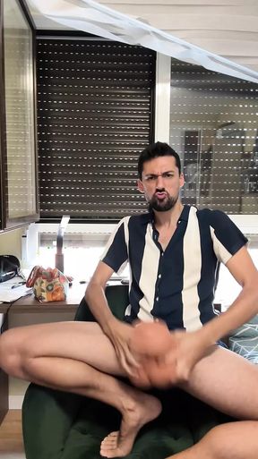Straight guy jerking off with a pussy toy super huge cumshot