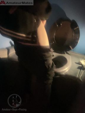 Amateur Boy Opens Street Public Toilets, Catches His Ginger Friend Peeing and Lends Him a Helping Hand