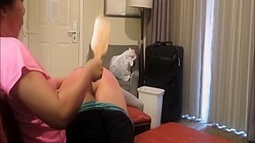 A Rapid-fire Bare Bottom Otk Paddling Gets Boy Red And Squirming