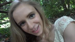 Outdoor intensive pound session with a long-legged Rachel James