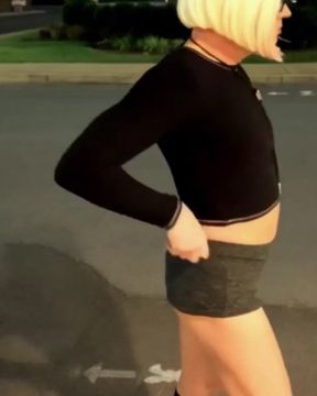 Slutty Sissy Gym, Bus Stop, Booty Shorts Dildo Assfuck