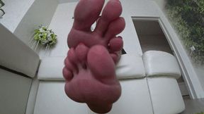 I will jerk you off and you will cum on my feet a