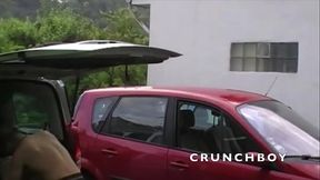 176 bisex party in the car with 2 bise xboys in leathers