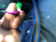 Sexy Japanese guy fun a vibrator masturbation in my car