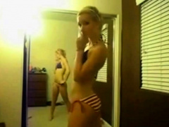 Dance! Teen does a mirror dance on webcam