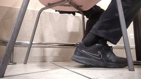 Taking off my shoes and socks at the restaurant