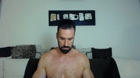 Huge Muscled Hairy Daddy Jerk Off and Muscle Show