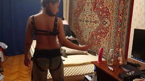 Domination Girl pegging man in the ass amateur