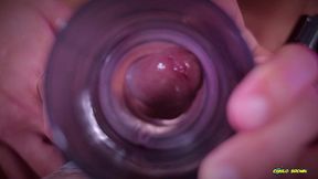 closeup view from inside my fake pussy while i fuck it slow and passionate until i shoot a big load. cum inside fleshlight - camilo brown