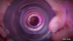 closeup view from inside my fake pussy while i fuck it slow and passionate until i shoot a big load. cum inside fleshlight - camilo brown