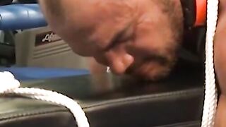 Buff Submissive Guy Gets Whipped And Fucked Hard On A Bench In BDSM Scene