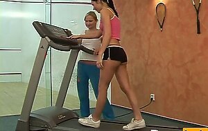 Teen lesbians working out