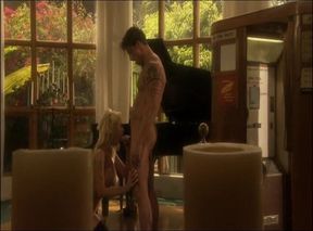 Blonde MILF maid with big boobs in her ass fuck with ending on those huge boobs