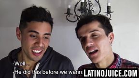 Adorable Latino duo breeds rough before POV facial