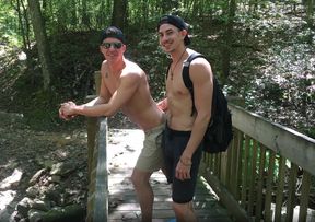 Exploring his cave in an outdoor fucking session