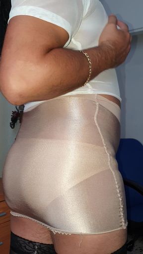 Liquid Satin Skirt and Nylon Briefs