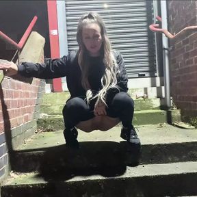 Pissing on a public staircase