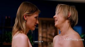 Busty blonde MILF Dee Williams corrupts stepdaughter Melody Marks in girl on girl action
