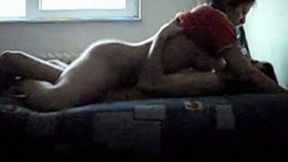Bosomy and thick white girlfriend playing on me naked