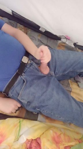 Chubby Guy Jerks off Cock in His Loving Jeans