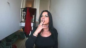 smoking leather dance. ripped jumpsuit pussy tease, toilet pee and dirty masturbation