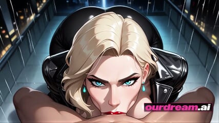 Ourdream Hentai   Blonde Anime Babe's Stormy Skyscraper Blowjob
