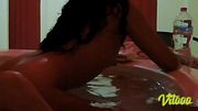 Jacuzzi with red light – Latina moving in the water