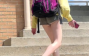Slinky pale beauty's candid ass cheeks