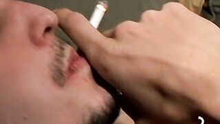 Axel loves pleasing his big dick with a blow of smoke