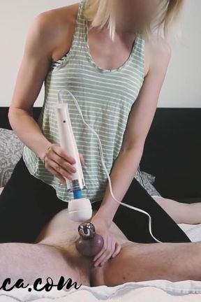 20 minutes on constant edge then back in chastity. Can he last?