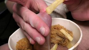 food fetish blow job in chicken and fries and eat this with taste