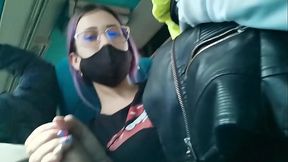 Sexy Latina gives her boyfriend a super blowjob on a public bus traveling between Bogota and Medellin - Bucarasex