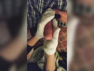 Hot Little White Ankle Socks Tugjob Sockjob