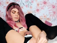 Solo shemale amateur with big tits masturbating