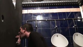 French studs take a piss in public & fuck in glory hole after Glory hole suck off