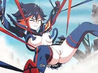 Hawt Ryoko Matoi got fastened up and stuffed with Senketsu's tentacles, until this babe started screaming