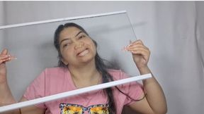 Facial crush - face deformed against glass