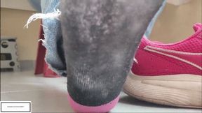 Mila1_Fox teases you with stinky socks covered with powder