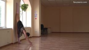 ”Super flexible Tonya making gymnasts positions before the camera.”