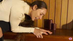 Blasphemous Bench Slut P2: Mistress Inka's 36 Searing Hand Tawses & 66 Merciless Bare Bottom Burns on Slave Mila (4K)