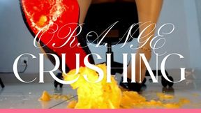 Office Secretary Crushing Balls Oranges In High Heels