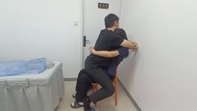 Doctor lapsitting on his assistsnt to be body furniture chair #DR010