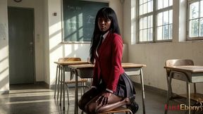 my black classmate stayed with me to keep an eye on the class where i fucked her. [ai]