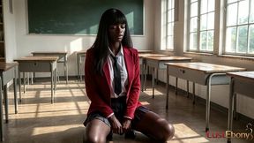 my black classmate stayed with me to keep an eye on the class where i fucked her. [ai]