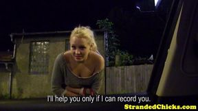 Stranded Russian Chick Takes Pov Blowjob and Gets Load in Her Mouth