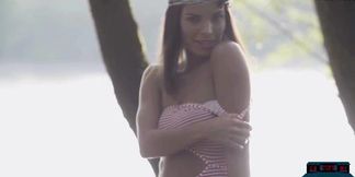 playboy porn what is spank bang Naturally curvy European MILF Natalie Costello solo striptease outdoor