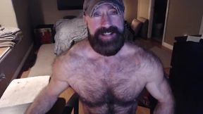Hairy Muscle Daddy Shows Off Body and Pierced Dick
